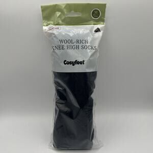 Cosyfeet Wool-Rich Knee High Socks Navy Extra Roomy Size M 6-11 2 Pairs Merino